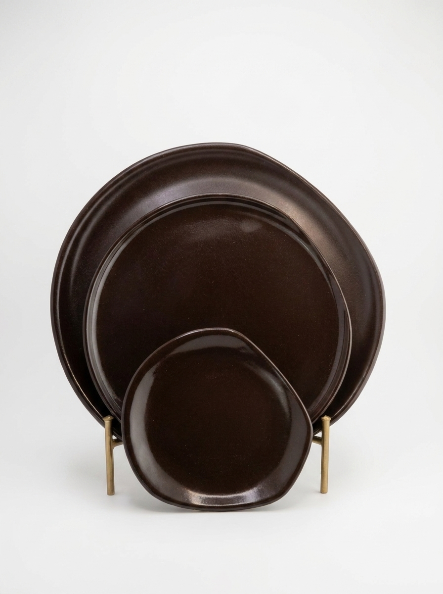 VAJILLA AMORFO SET DE 2 - CHOCOLATE BRILLANTE