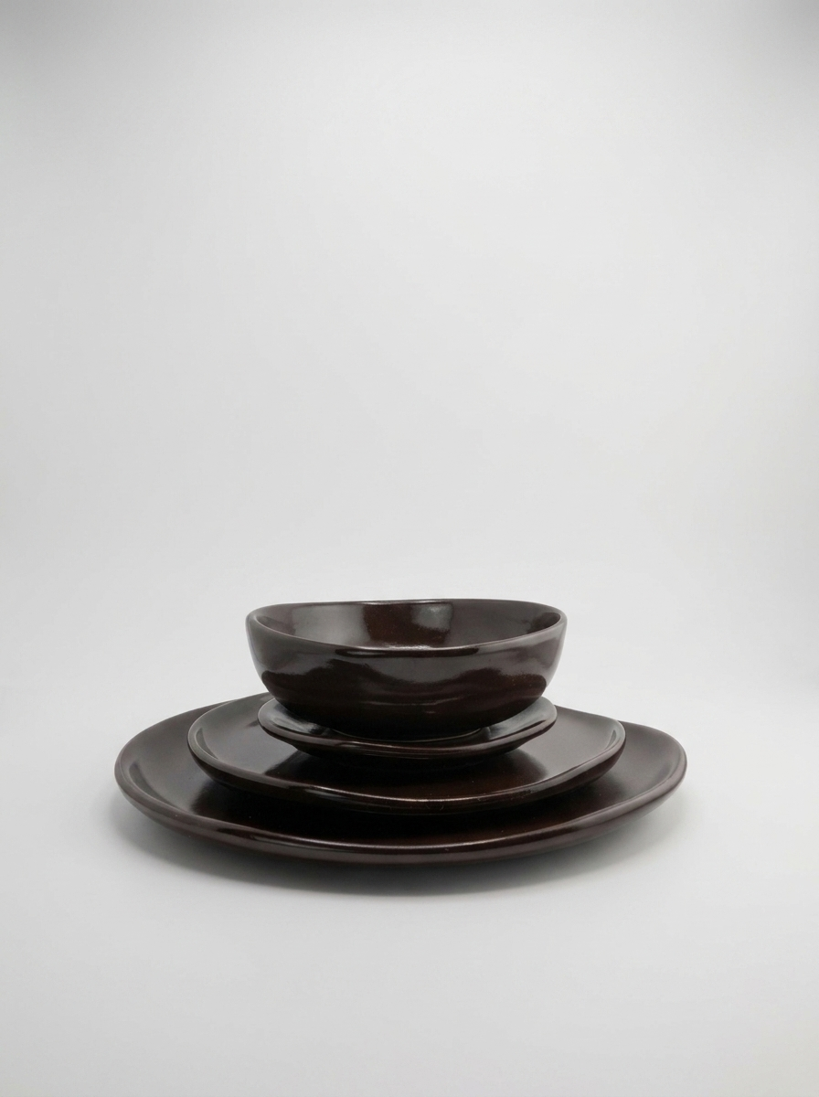 VAJILLA AMORFO SET DE 2 - CHOCOLATE BRILLANTE