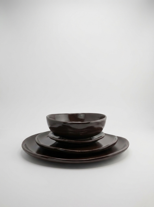 VAJILLA AMORFO SET DE 2 - CHOCOLATE BRILLANTE - By Saudara