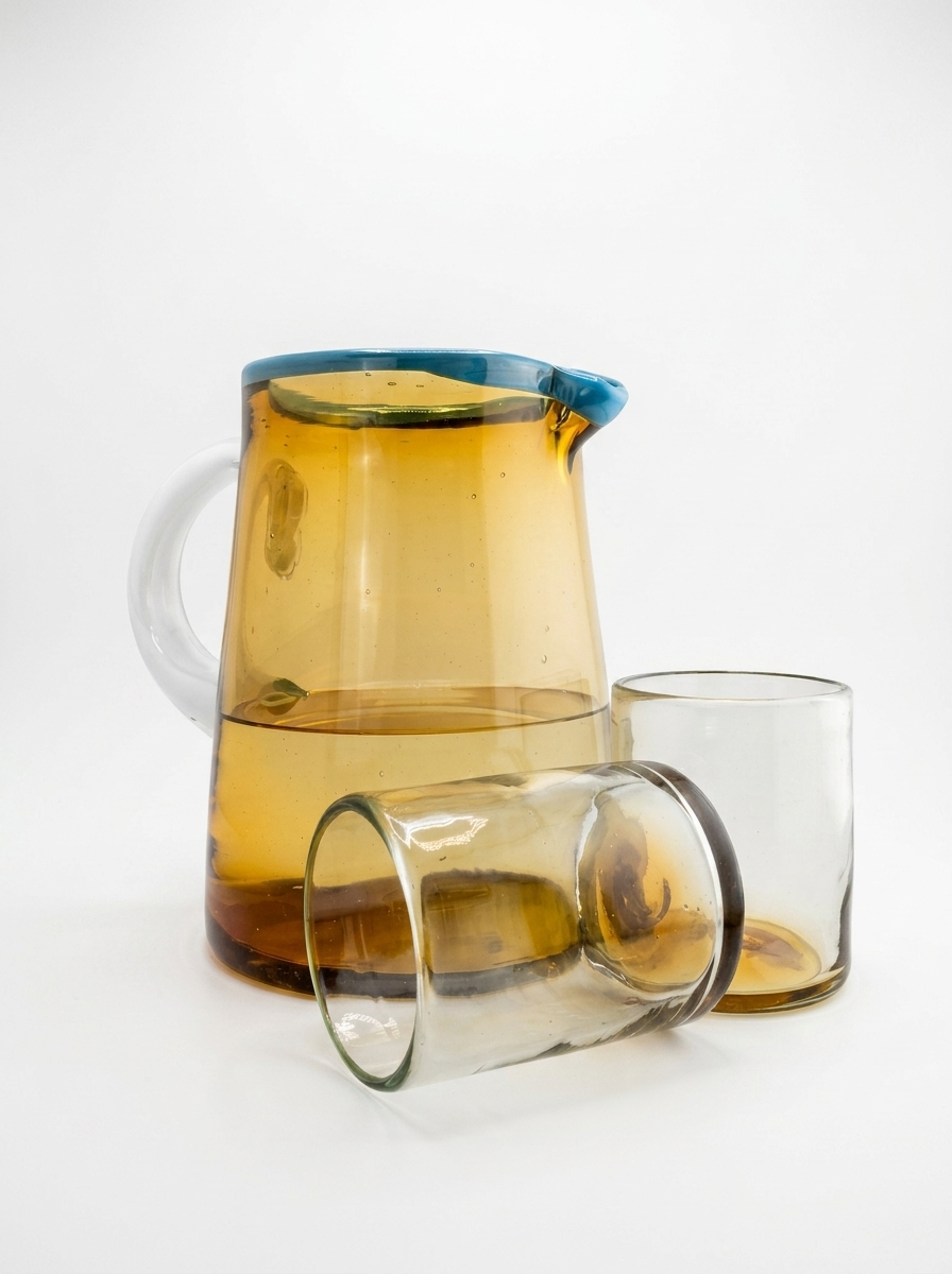 SET 08 -  JARRA OPTICA TRICOLOR  &  VASO DOF 01 AMBAR LIGHT