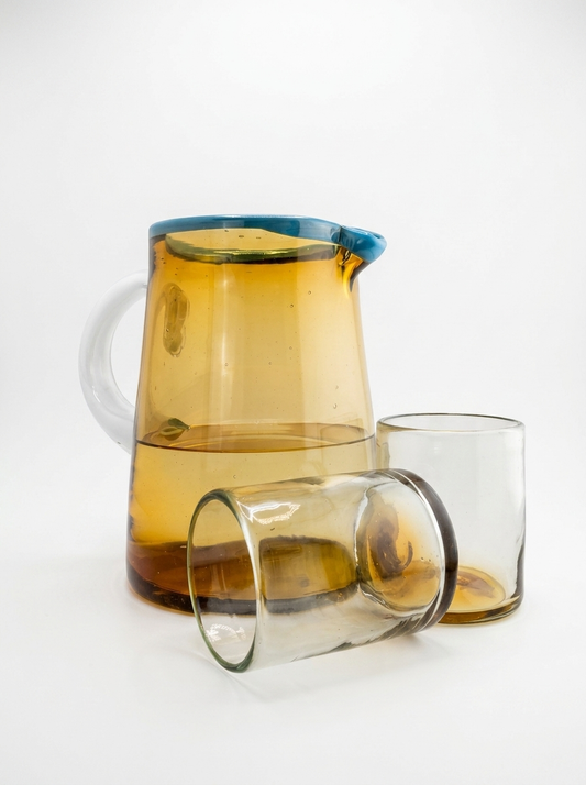 SET 08 -  JARRA OPTICA TRICOLOR  &  VASO DOF 01 AMBAR LIGHT