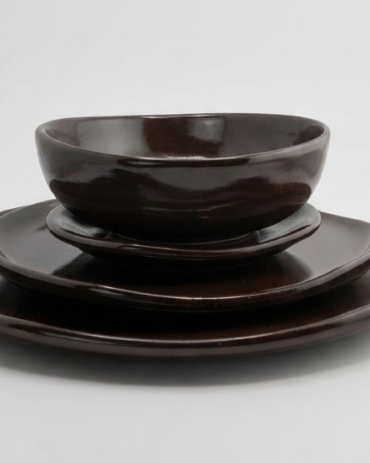 VAJILLA AMORFO SET DE 2 - CHOCOLATE BRILLANTE