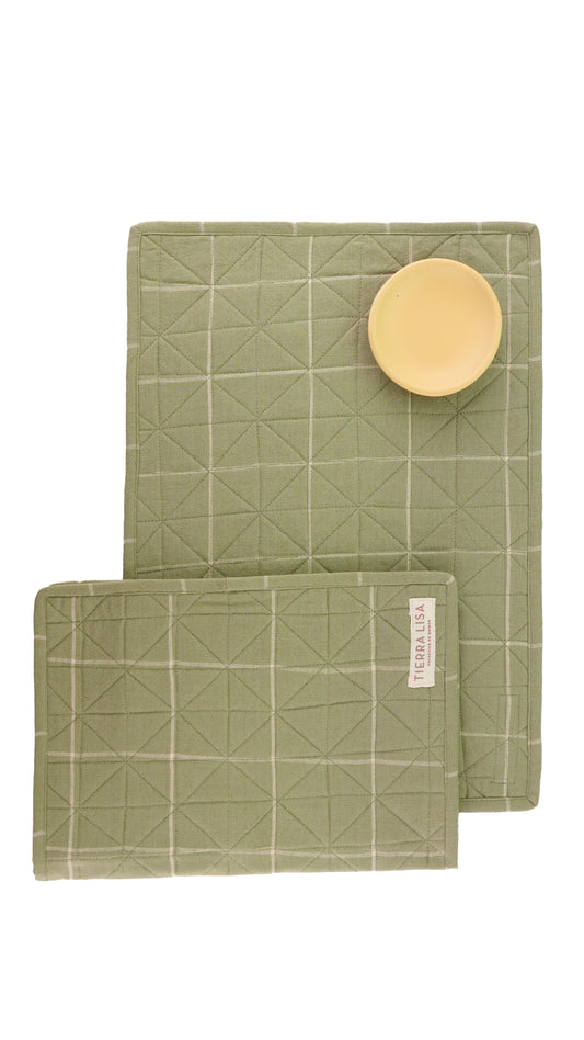 SET OF 2 - RECTANGULAR GREEN PLACEMATS